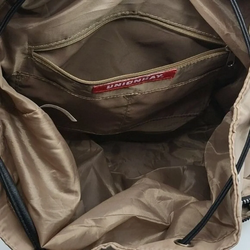 Union Bay Fox Backpack Bag Patch Nylon Purse Lightweight Snap Flap Tan